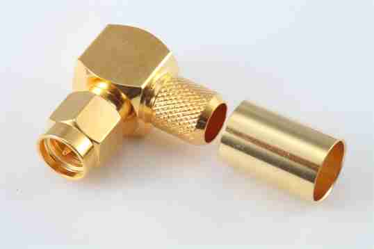 SMA Male right angle crimp connector for RG58 LMR195 cables