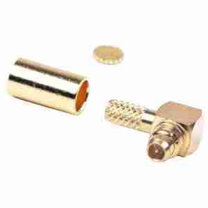 MMCX Male Right Angle Crimp Connector for RG174/316/188 LMR100 Cable